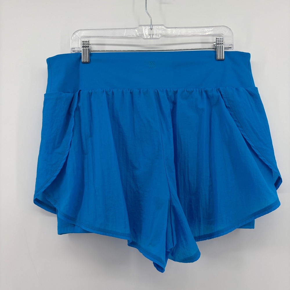 All in Motion Womens XXL Blue 2-in-1 Athletic Shorts Built-in Liner Pocket - Picture 2 of 7